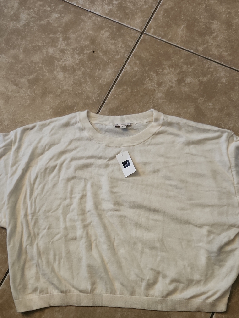 GAP Women's Short-Sleeve Crewneck Sweater in Cream